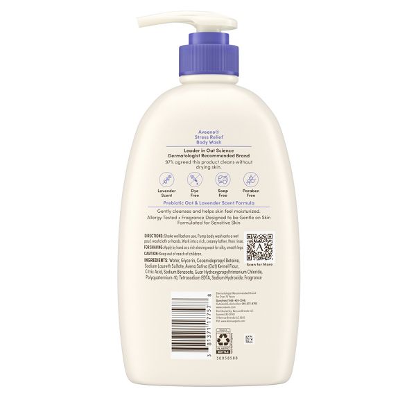 Aveeno Stress Relief Body Wash with Lavender & Chamomile, 33oz