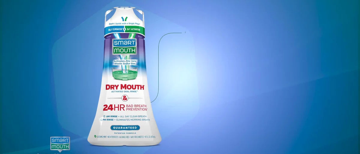 SmartMouth Dry Mouth Mouthwash Re-hydrating Oral Rinse for Dry Mouth and Bad Breath - Mint Flavor - 16 fl oz
