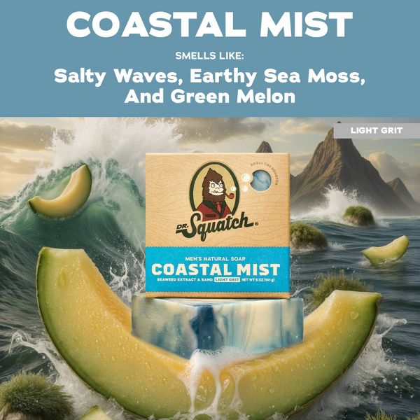 DR. SQUATCH Men's All Natural Bar Soap - Coastal Mist
