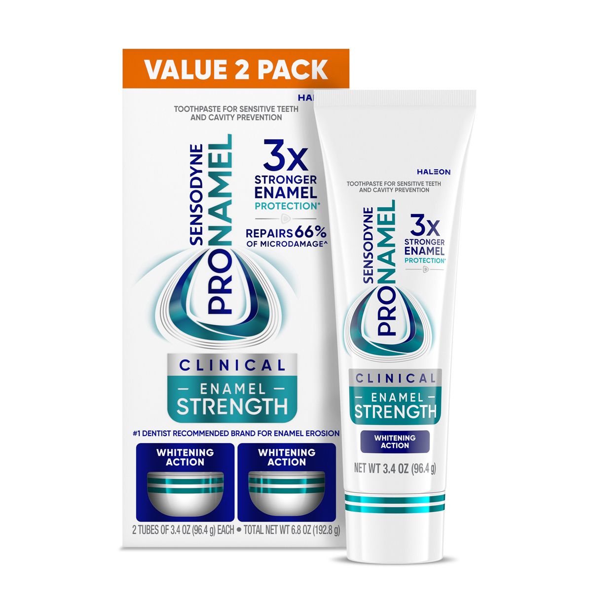 Sensodyne Pronamel Clinical Enamel Strength Whitening Action Toothpaste - 3.4oz/2pk
