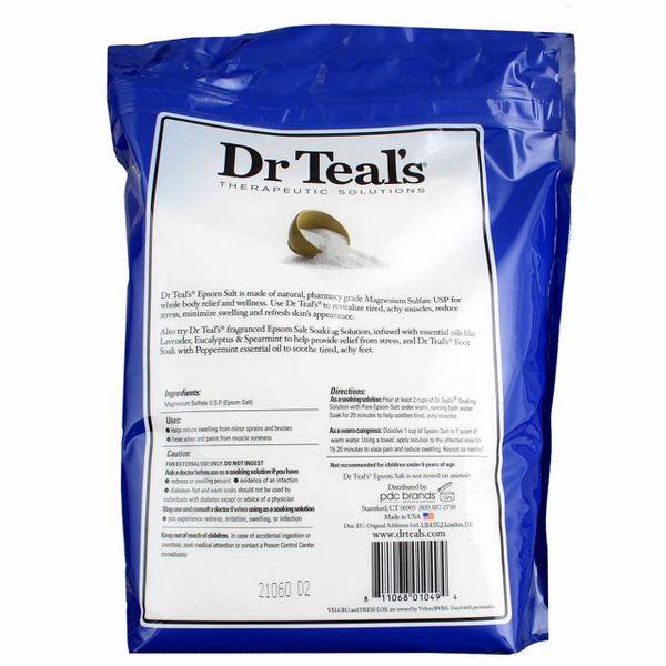Dr Teal's Epsom Salt Soaking Solution for Muscle Relaxation, Stress Relief, and Full Body Bath Comfort, 6 lb