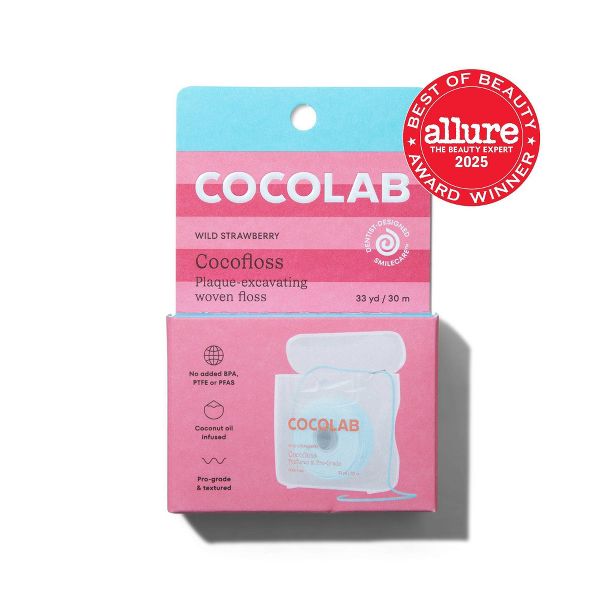 Cocolab Cocofloss Refillable Woven Expanding Dental Floss - Wild Strawberry - 33yd