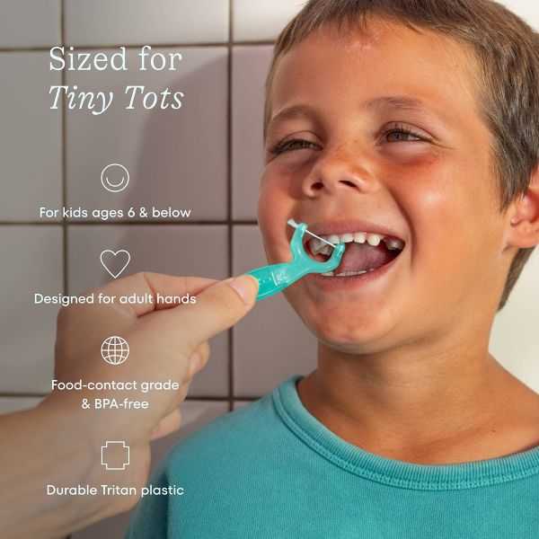 Cocolab Ready, Set, Floss! Kids' Reusable Flosser Set with Cocofloss Woven Expanding Dental Floss in Confetti Cake