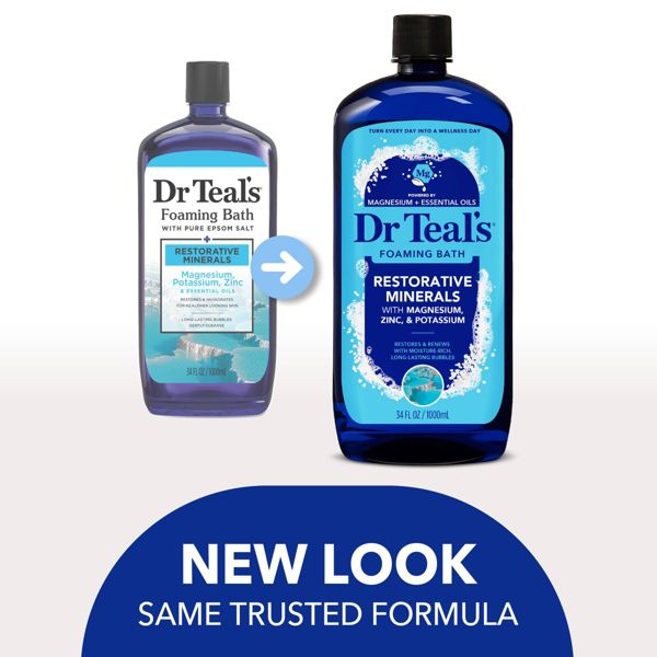 Dr Teal's Foaming Bath with Pure Epsom Salt, Restorative Minerals with Magnesium, Potassium & Zinc - 34 fl oz