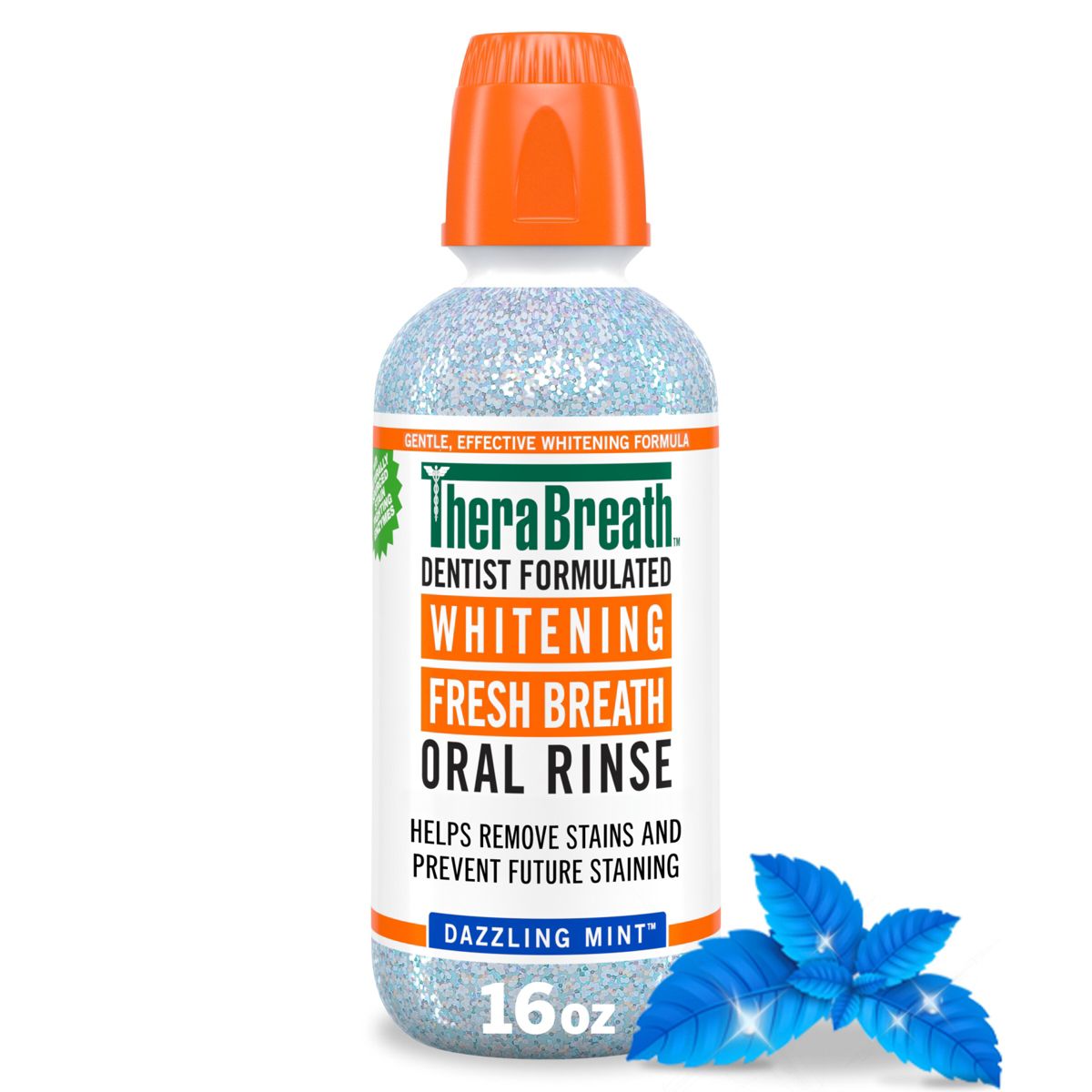 TheraBreath Whitening Mouthwash - Dazzling Mint - 16 fl oz