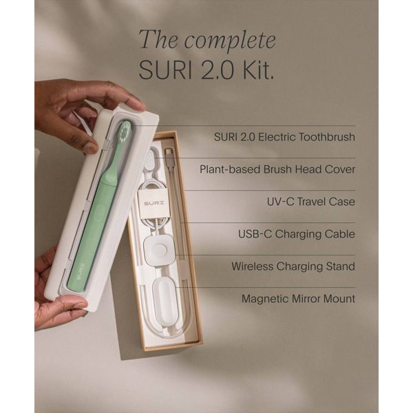 SURI 2.0 Sonic Electric Toothbrush with UV Travel Case and Brush Head - Winter Fern