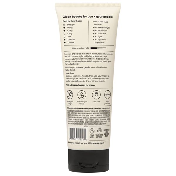 Odele Curl Defining Cream - 8oz: For All Hair Types, Enhances Curls, Cream Formulation