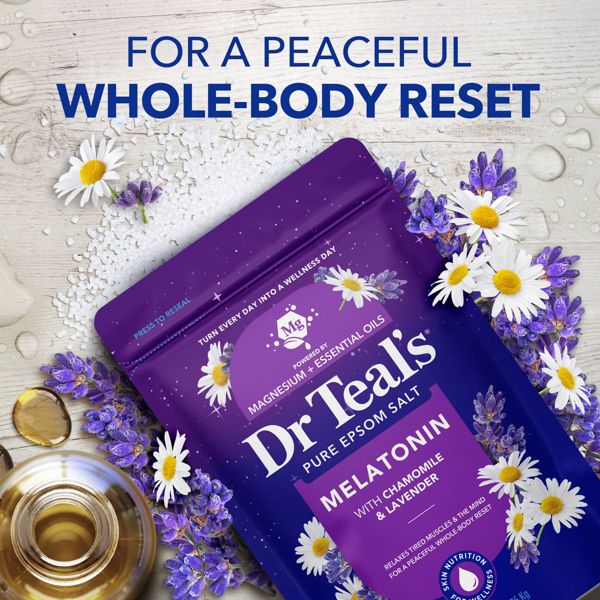 Dr Teal's Epsom Salt Magnesium Soak - Sleep Blend with Melatonin, Lavender & Chamomile - 3lbs