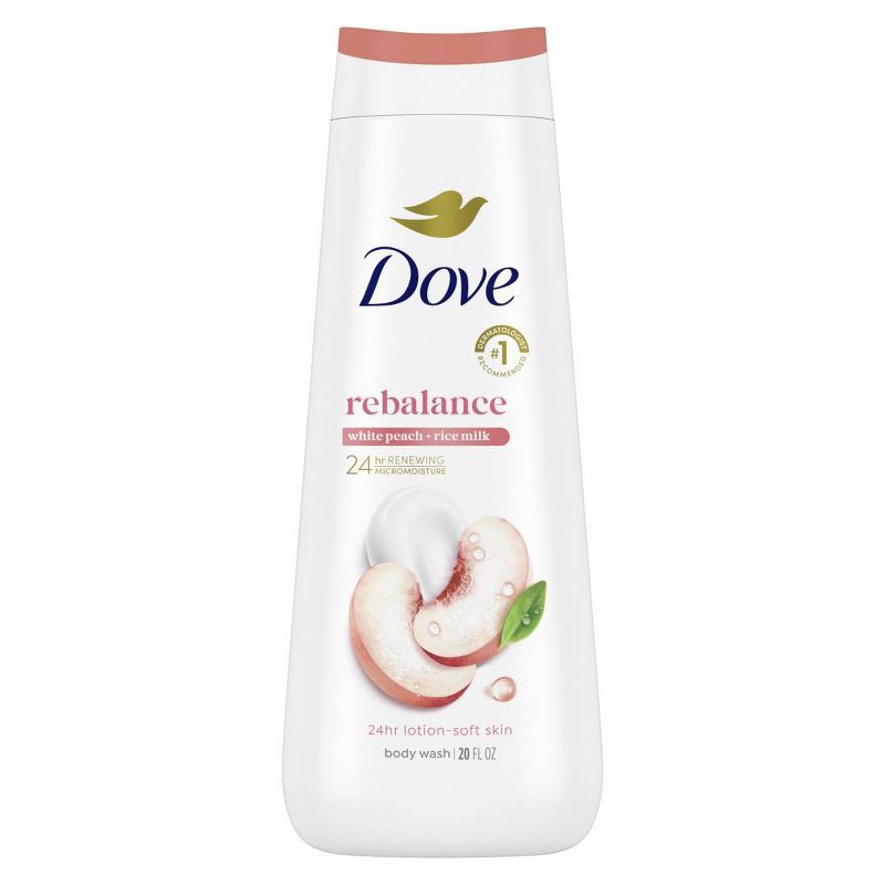 Dove Rebalance Body Wash - Peach 24hr Lotion-Soft Skin - Vegan & PETA Approved - 20 fl oz