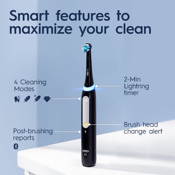 Oral-B iO Series 4 Electric Toothbrush with Timer Multiple Brush Modes and Brush Head - Light Blue