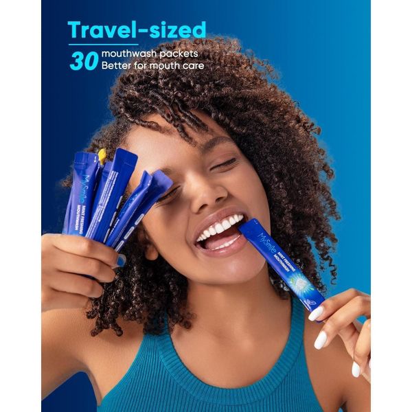 MySmile Mouthwash for Adults, Helps Kill 99% of Bad Breath Germs, Fresh Mint, 30 Pack