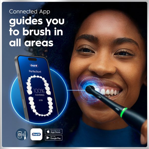 Oral-B iO7 Electric Toothbrush with Multiple Modes Travel Case and 2 Brush Heads - Black Onyx