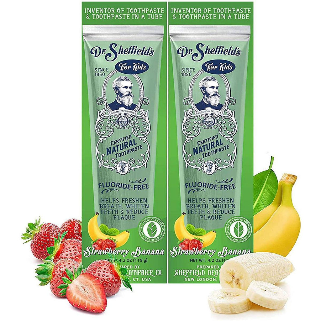 Dr. Sheffield's Certified Natural Kids Toothpaste - Strawberry Banana - 4.2oz/2pk