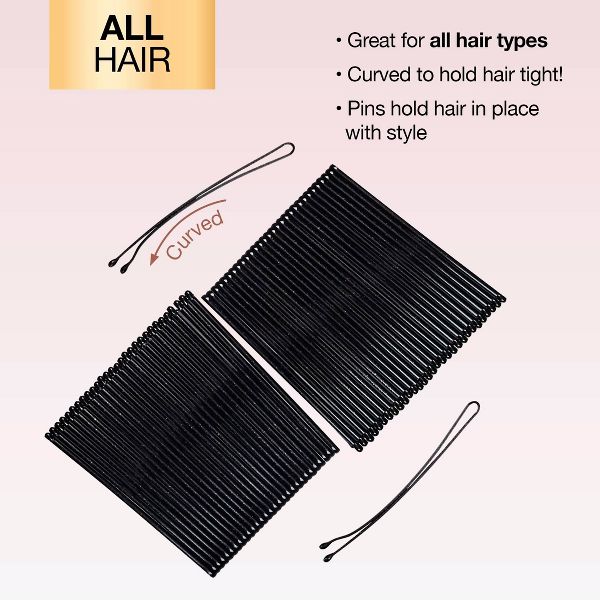 scünci Curved Metal Bobby Pins - Black - All Hair - 60pcs