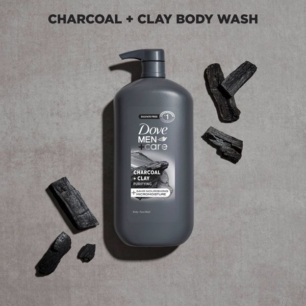 Dove Men+Care Charcoal + Clay Purifying Body & Face Wash Pump - Sulfate Free - 30 fl oz