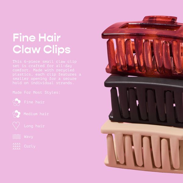 Gimme Beauty Locked In Small Claw Clips for Fine Hair - 6ct