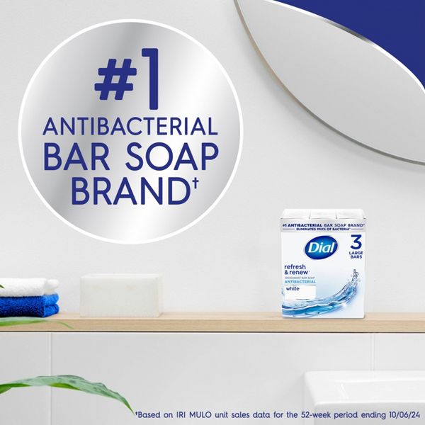 Dial Refresh & Renew White Deodorant Antibacterial Bar Soap - 4oz/12pk