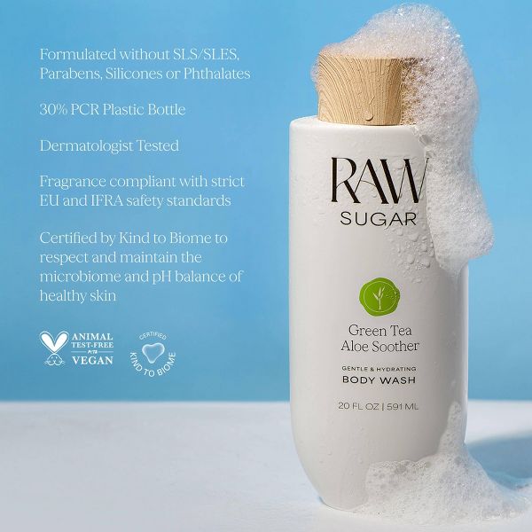 Raw Sugar Gentle and Hydrating Body Wash - Green Tea Aloe Soother - 20 fl oz