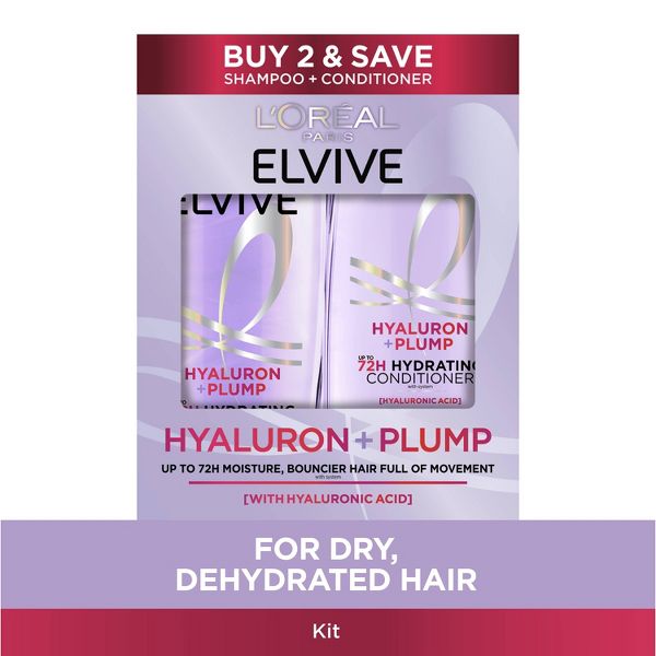 L'Oreal Paris Elvive Hyaluron Plump Shampoo & Conditioner Set - 25.2 fl oz