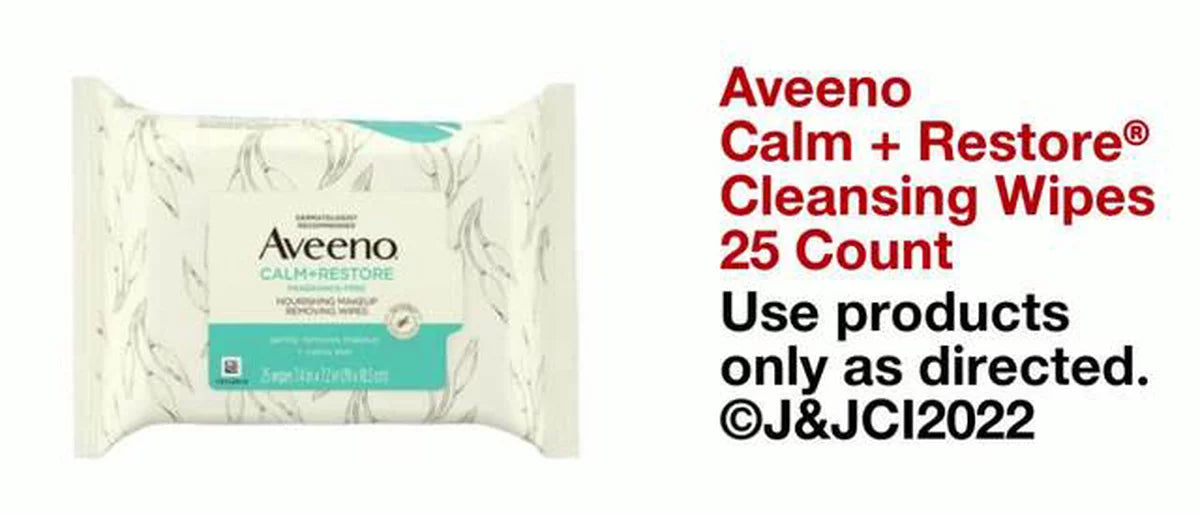 Aveeno Calm + Restore Nourishing Makeup Remover Face Wipes with Oat Extract - Fragrance Free - 25 ct