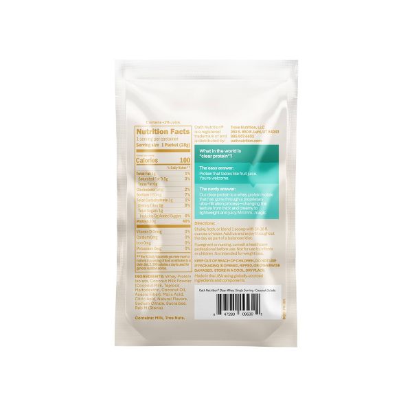 Oath Nutrition Clear Protein Powder - Coconut Colada: Gluten-Free - Whey Isolate - 20g Protein - Single Serve