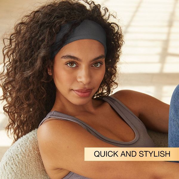 scünci No Damage Total Comfort Extra Wide Headwraps - Gray/Black - All Hair - 2pcs