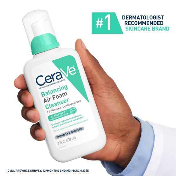 CeraVe Balancing Air Foam Facial Cleanser Wash Helps With Oil Control and Skin Hydration- 8 fl oz