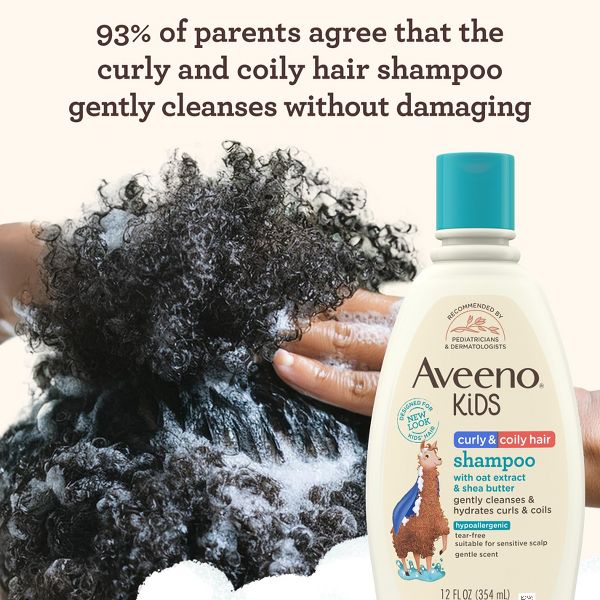 Aveeno Kids' Curly Hair Hydrating Shampoo, Oat Extract & Shea Butter - Gentle Scent - 12 fl oz