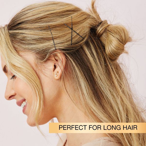 scünci Extra Long Metal Bobby Pins - Black - Long Hair - 48pcs