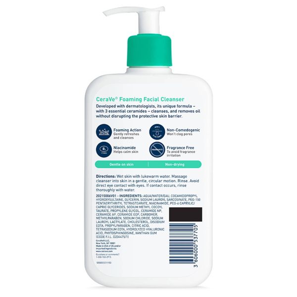 CeraVe Foaming Face Wash with Hyaluronic Acid and Niacinamide for Oily Skin - 12 fl oz