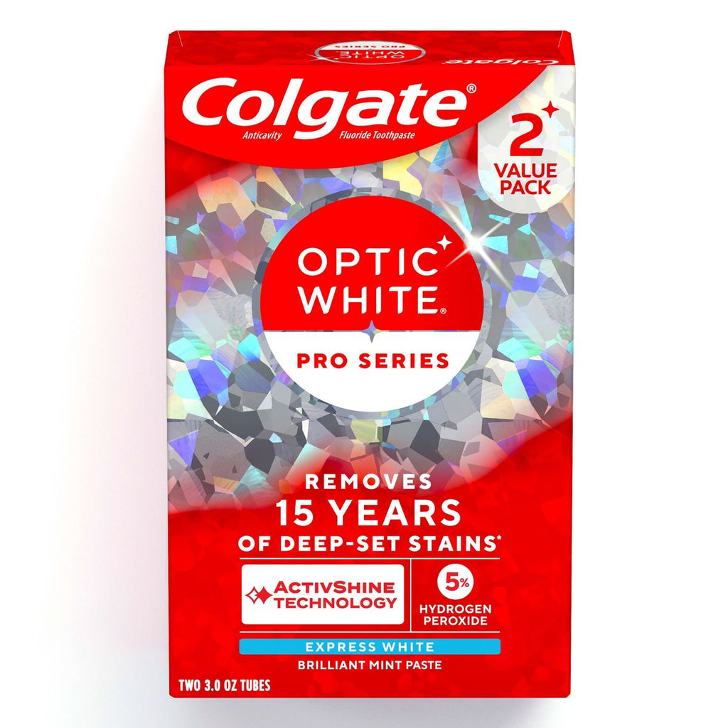 Colgate Optic White Pro Series Express White Teeth Whitening Toothpaste with 5% Hydrogen Peroxide - 3oz/2pk