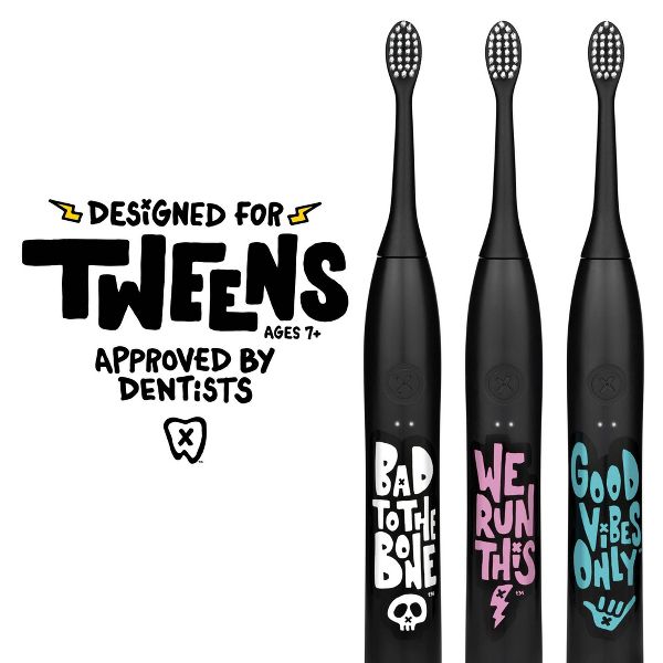 Made by Dentists Sonic Bad to the Bone Tween Rechargeable Electric Toothbrush with Timer and 3 Heads