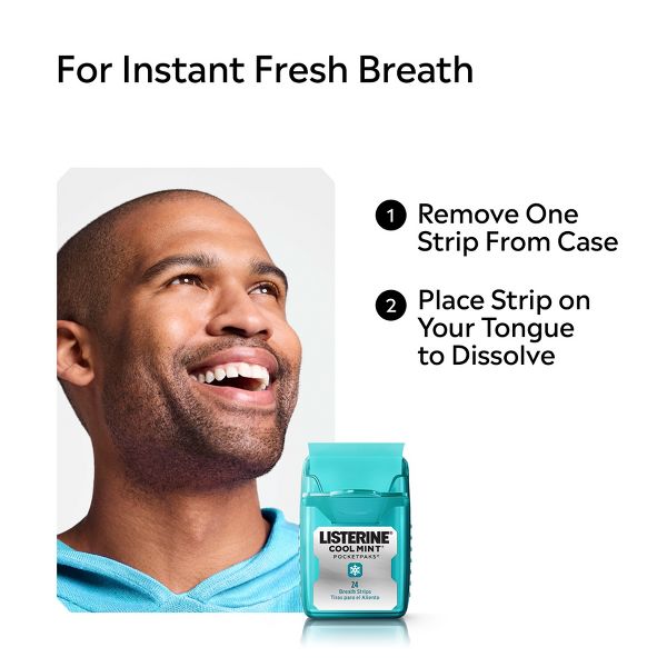 Listerine Cool Mint PocketPaks Portable Fresh Breath Strips - Cool Mint - 24-Strip Pack - 3 Pack