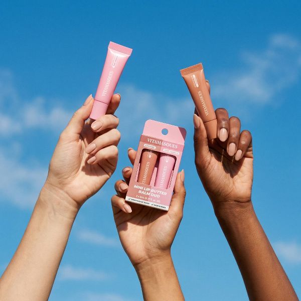 Vitamasques Lip Butter Balm Plump & Repair Mini Duo - Caramel + Pink Vanilla - 0.33 fl oz