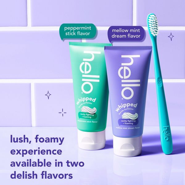 hello Whipped Minty Foam Fluoride Toothpaste - Peppermint Stick - 4oz