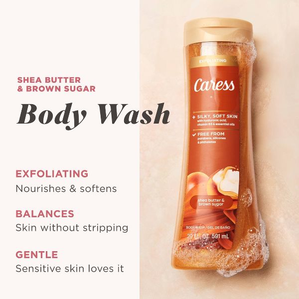 Caress Body Wash - Shea Butter & Brown Sugar - 20 fl oz