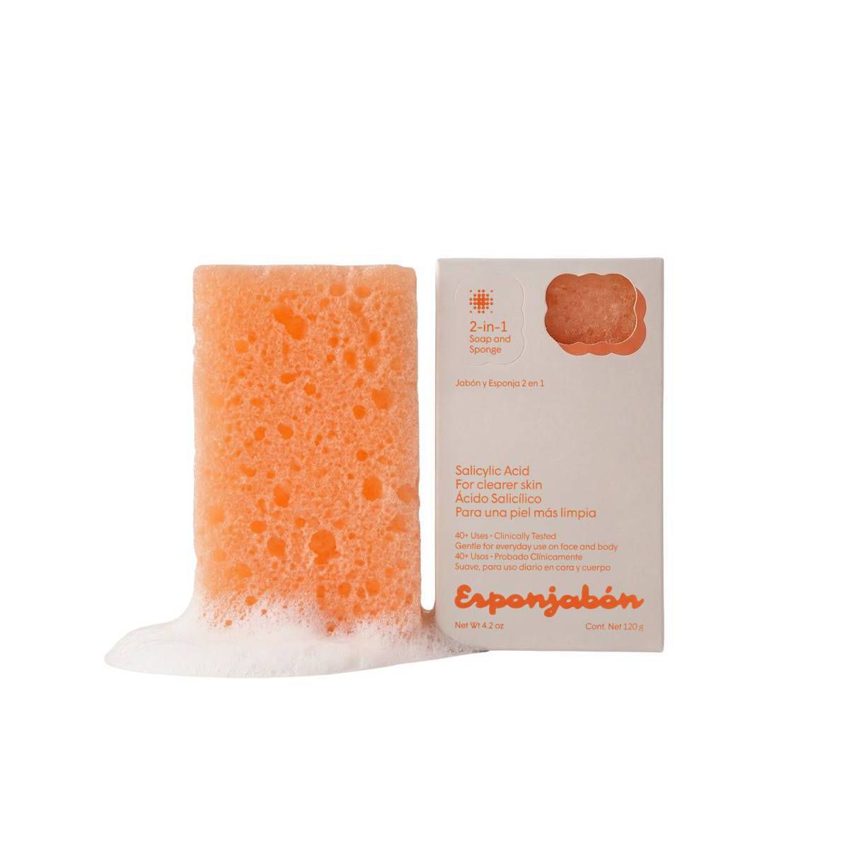 Esponjabon Salicylic Acid Soap Sponge - For Clearer Skin 2-in-1 Soap Sponge - 4.2oz