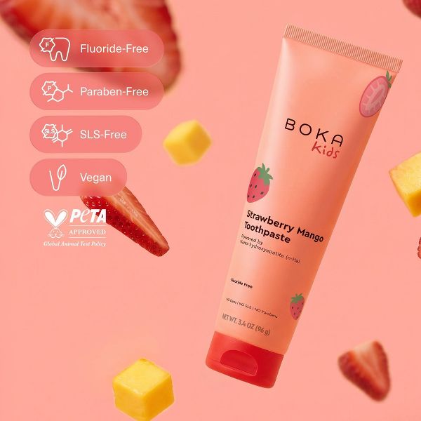 Boka Kids' Fluoride-Free Nano Hydroxyapatite Toothpaste - Strawberry Mango - 3.4oz