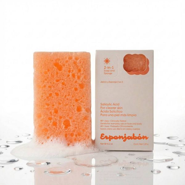 Esponjabon Salicylic Acid Soap Sponge - For Clearer Skin 2-in-1 Soap Sponge - 4.2oz