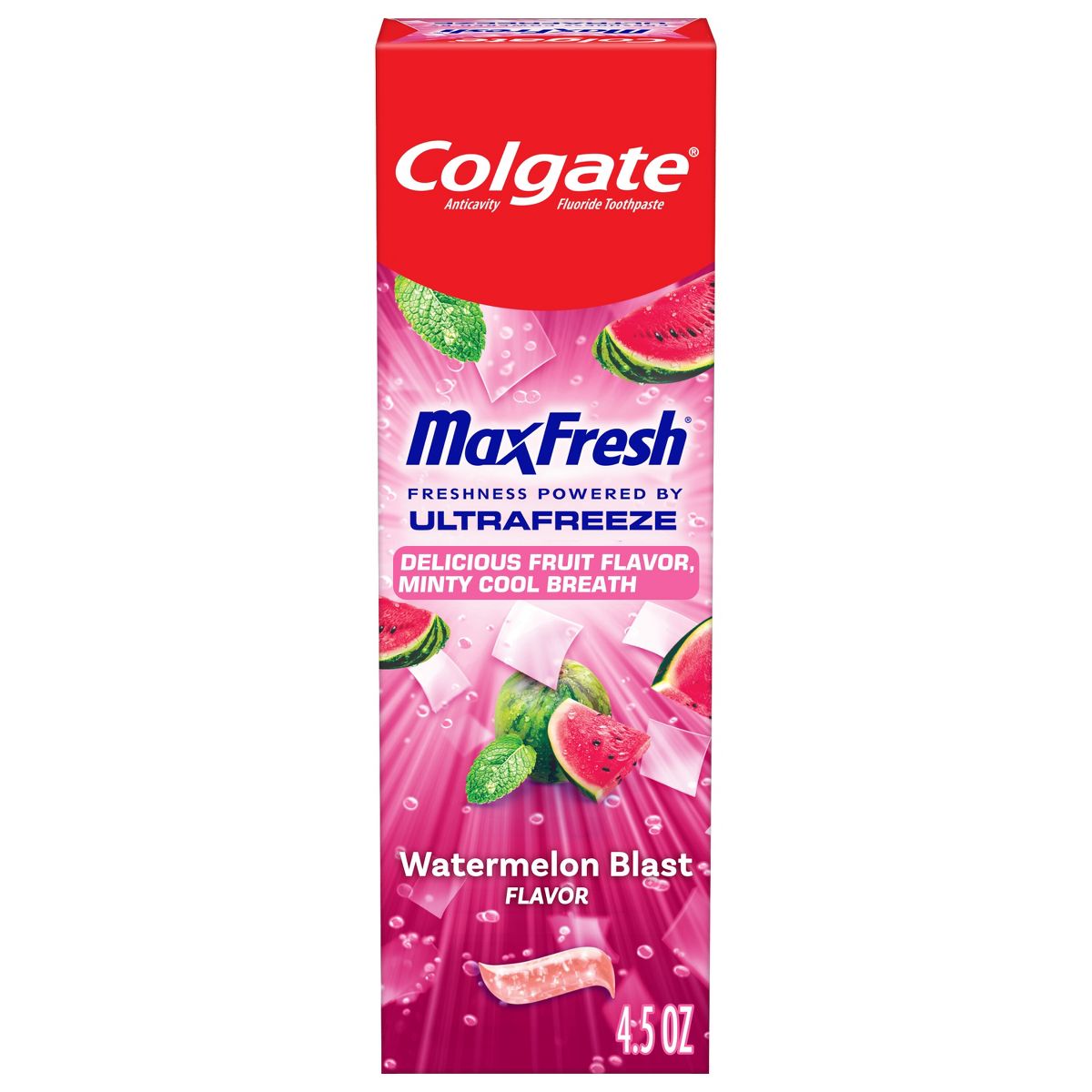 Colgate Max Fresh Anticavity Fluoride Toothpaste - Watermelon Blast with Mint - 4.5oz.