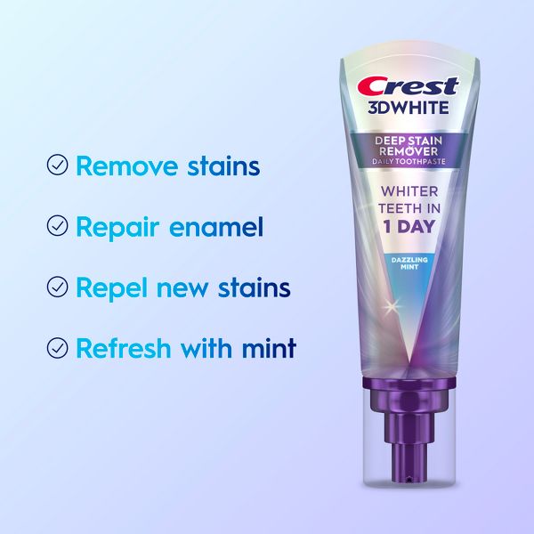 Crest 3D White Deep Stain Remover Daily Toothpaste - Dazzling Mint - 2.1oz