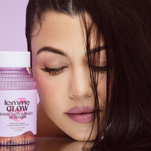 Lemme Glow Collagen Gummies - Hair, Skin & Nail Support - Biotin, Collagen, Trace Minerals & Vitamins - Peach Flavored - 60ct
