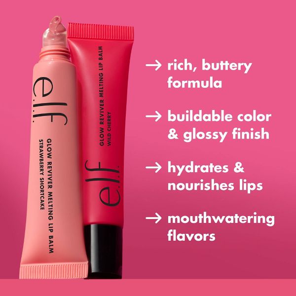 e.l.f. Glow Reviver Melting Lip Balm - Blackberry Sorbet - 0.52oz: Shine Enhancing, Nourishing, Paraben-Free