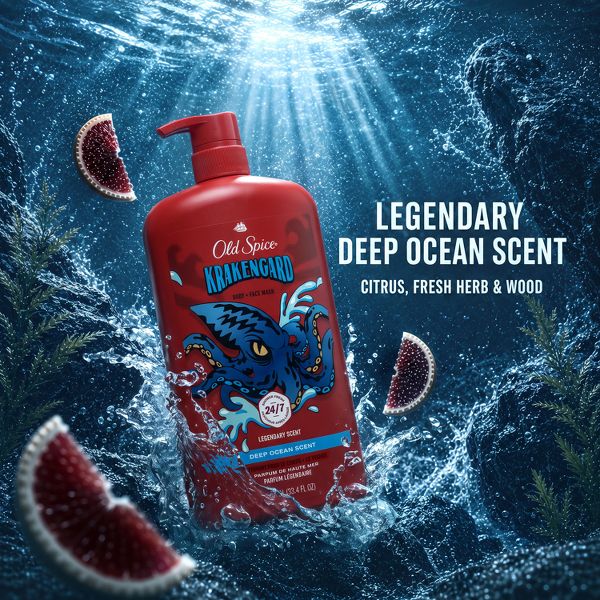 Old Spice Men's Krakenguard Body Wash Pump - Scented - 33.4 fl oz