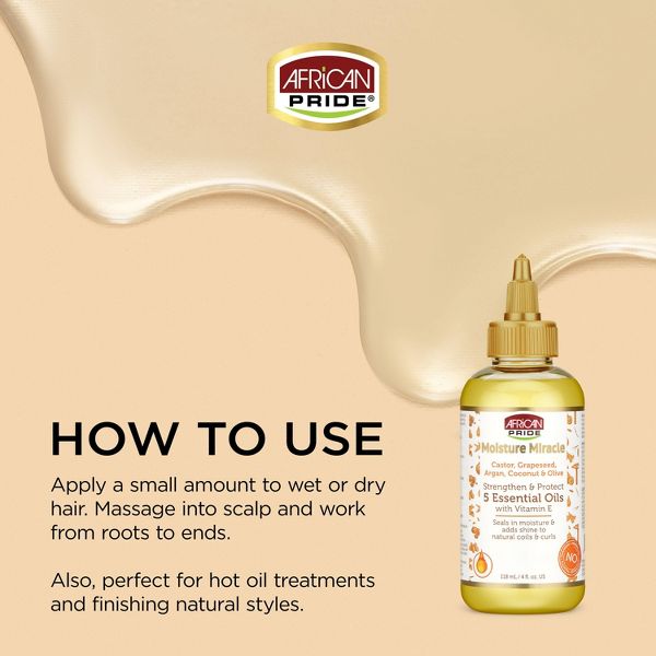 African Pride Hair Moisture Miracle Strengthen and Protect 5 Essential Oils - 4 fl oz