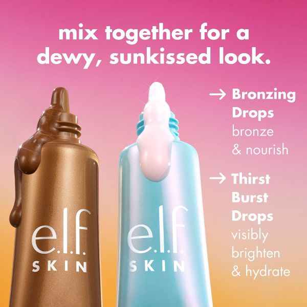 e.l.f. SKIN The Hottest Drops Duo - Bronzing Drops & Holy Hydration! Thirst Burst Drops Mini Duo - 2ct/0.33 fl oz