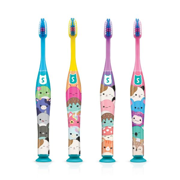 GUM Squishmallows Kids Toothbrush with Suction Cup Base and Compact Head - Soft - 2ct