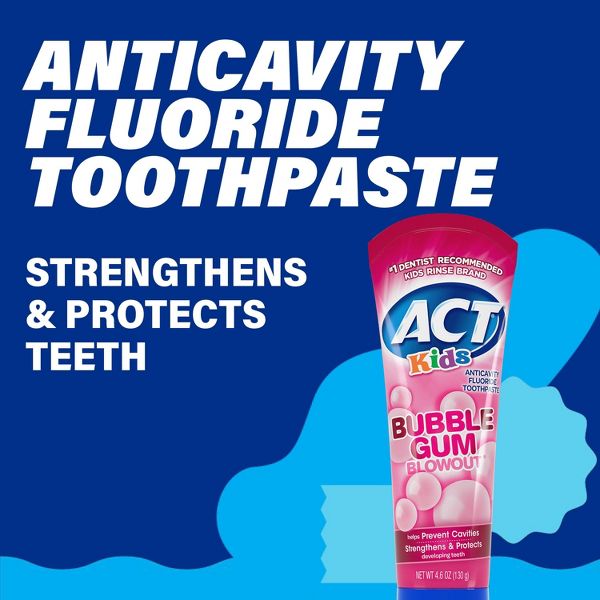 ACT Kids Bubblegum Fluoride Tarter Control Anticavity Toothpaste - 4.6 fl oz