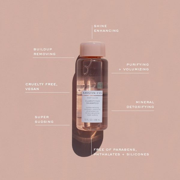 Kristin Ess Deep Clean Clarifying Shampoo for Build Up, Dirt + Oil, Cleanse + Detox Oily Hair - 10 fl oz