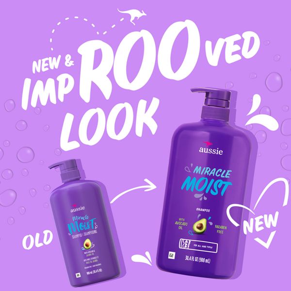 Aussie Miracle Moist with Avocado & Jojoba Oil Paraben Free Shampoo - 12.1 fl oz